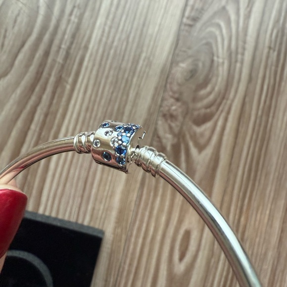 NWT Pandora Sparkling Barrel Clasp Bangle Charm Bracelet - Picture 8 of 11